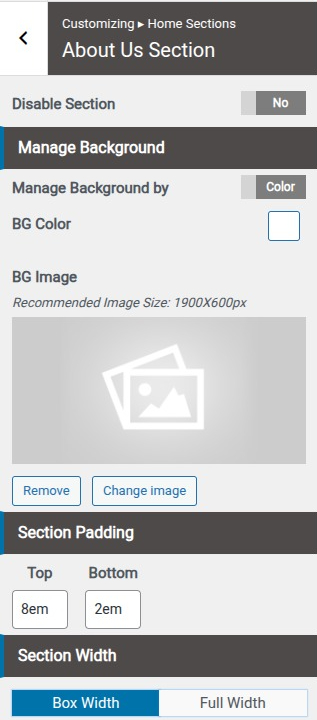 set Featured Page section