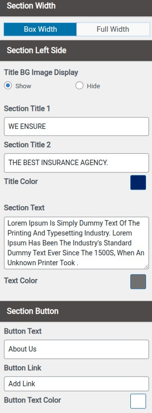 set Featured Page section