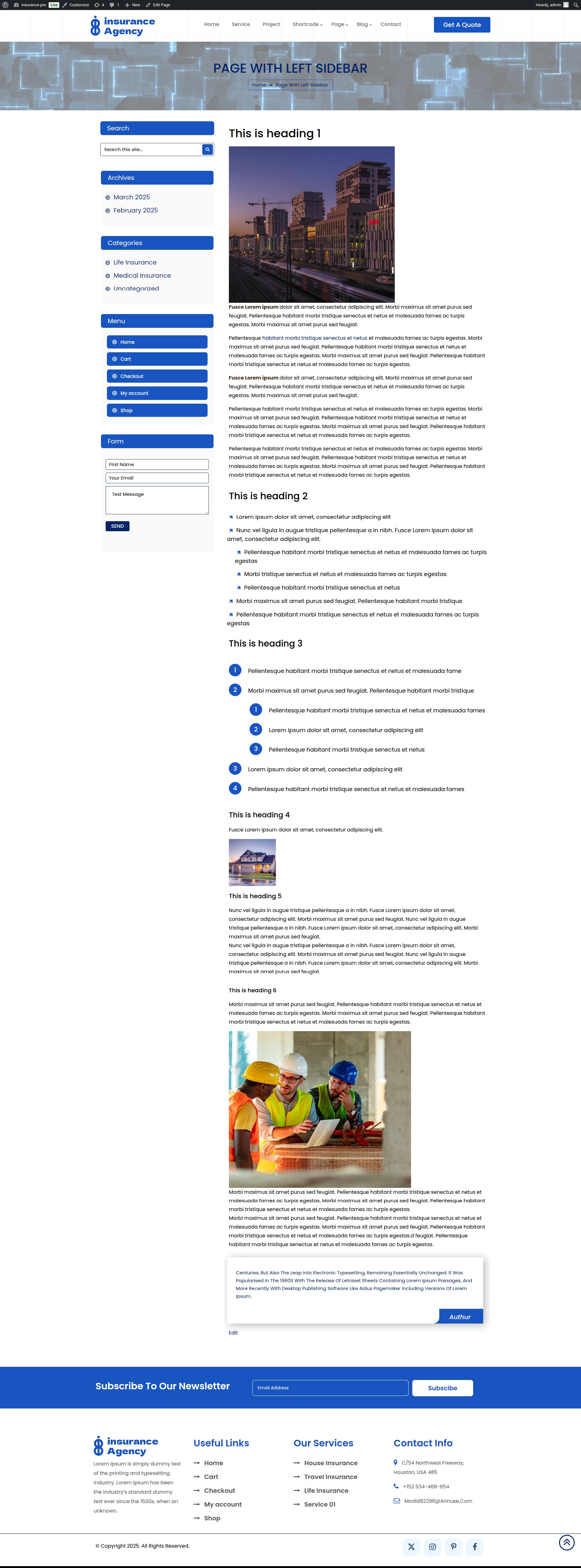select Page With Left Sidebar template