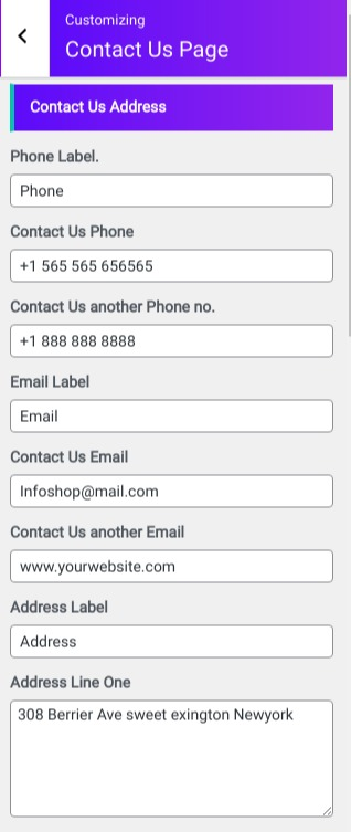 select Contact Page template