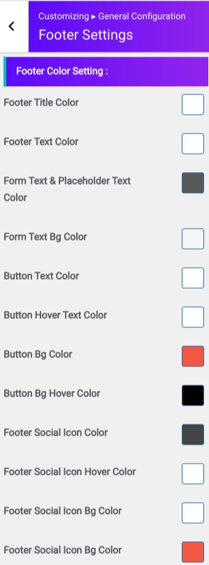 set Footer section