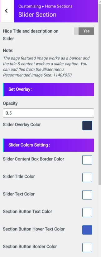 set slider