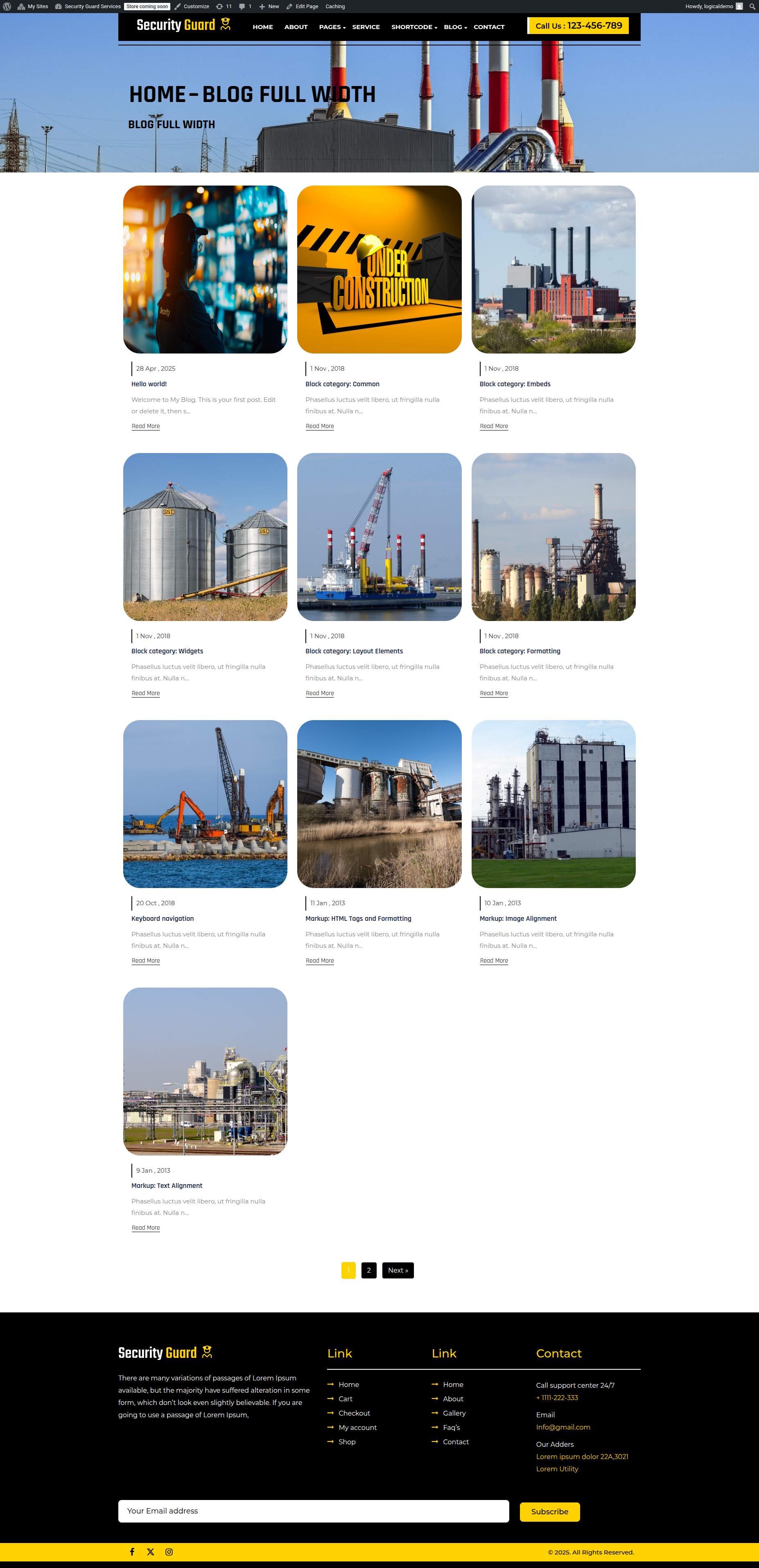 select Blog Full Width template