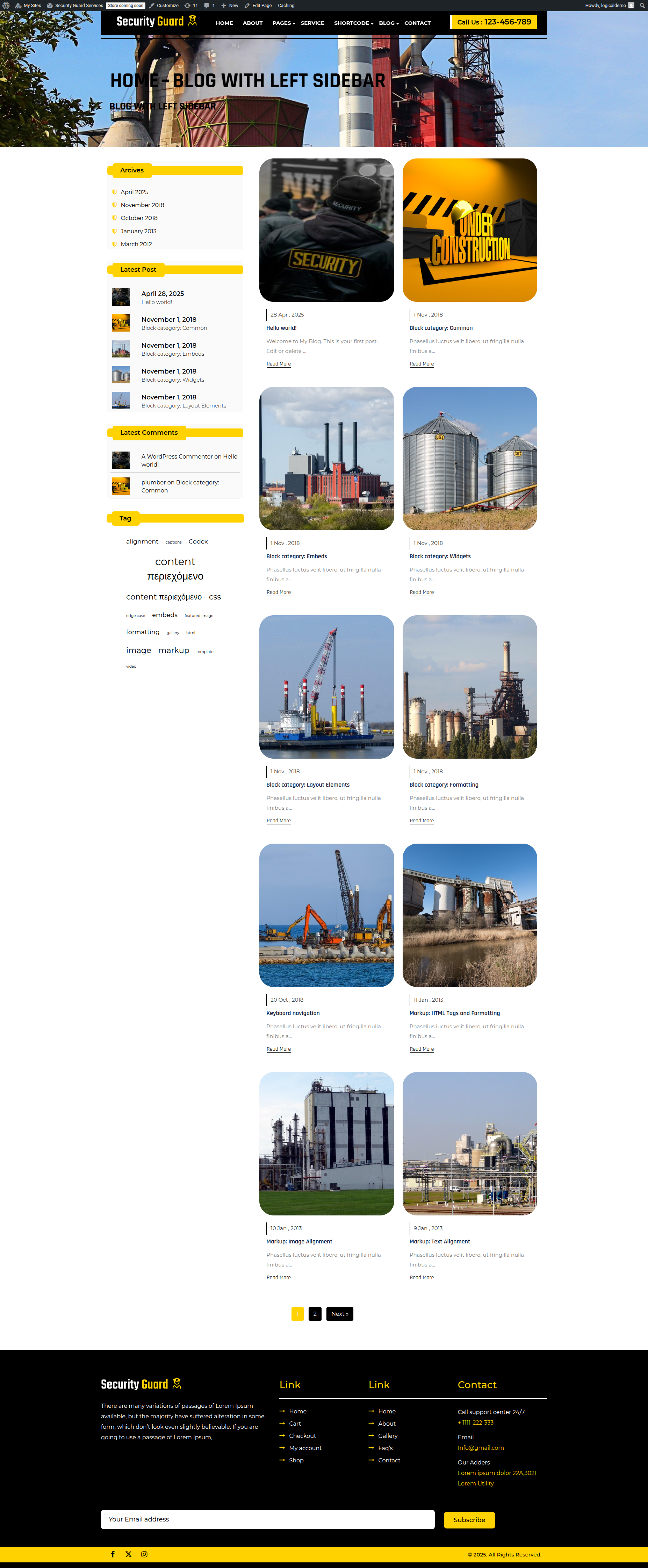 select Blog With Left Sidebar template
