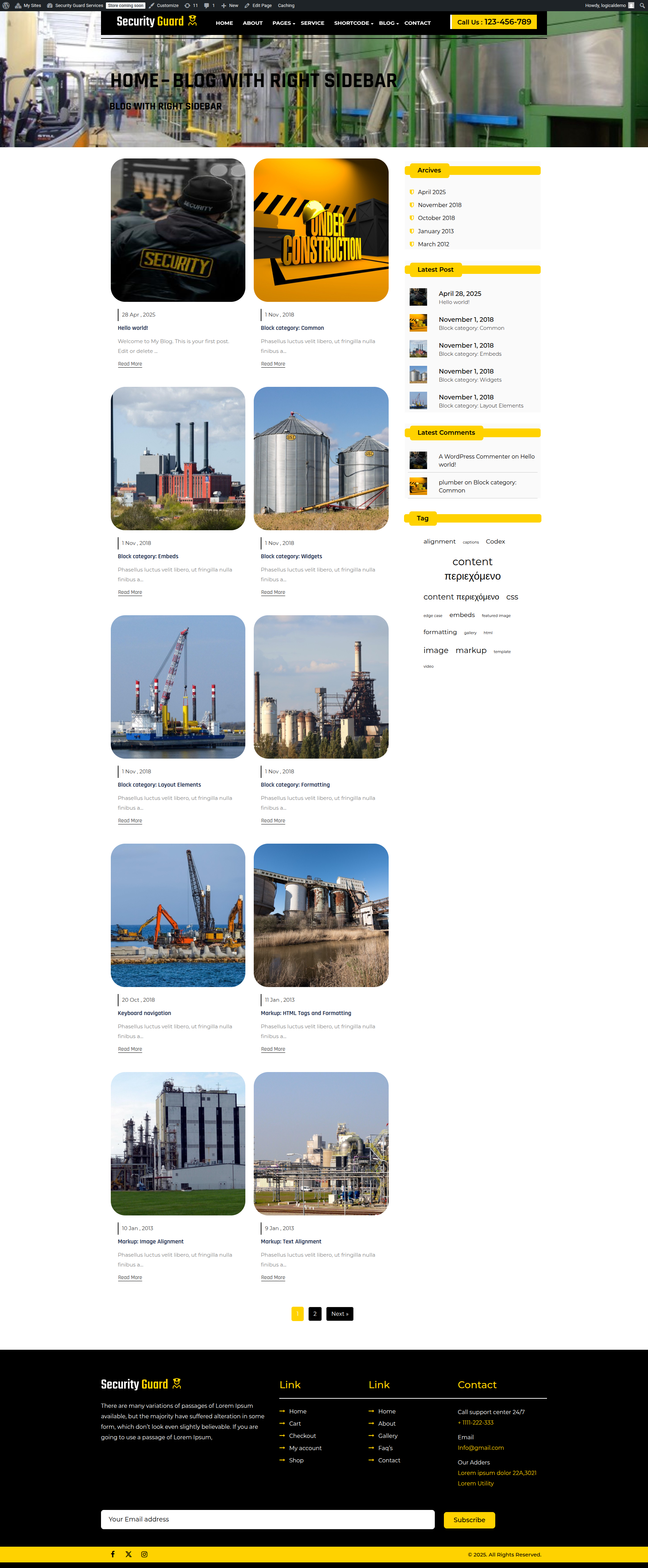 select Blog With Right Sidebar template