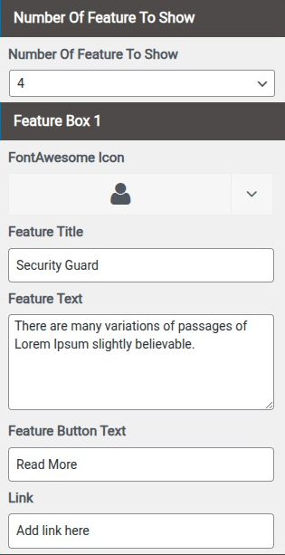 set Featured Page section