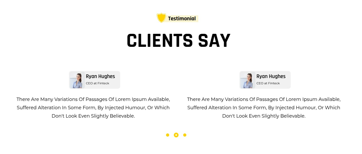 set testimonial section