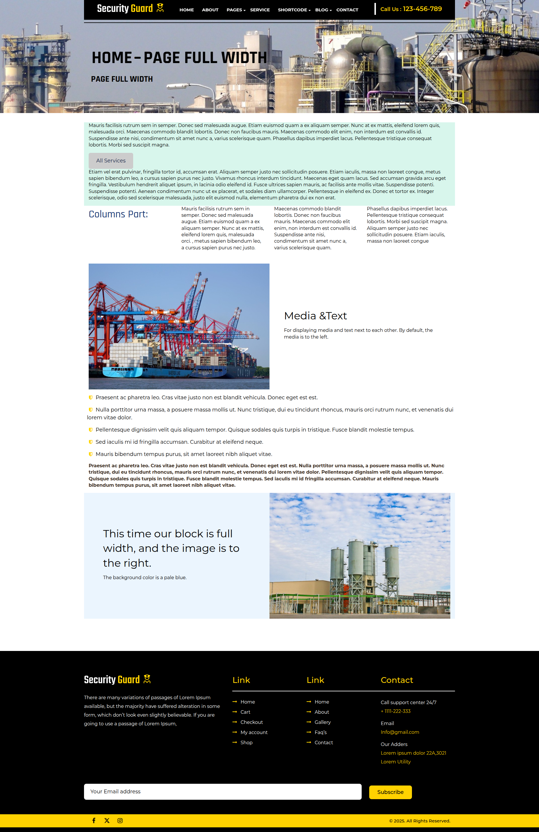 select Full Width Page template