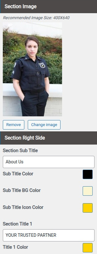 set Featured Page section
