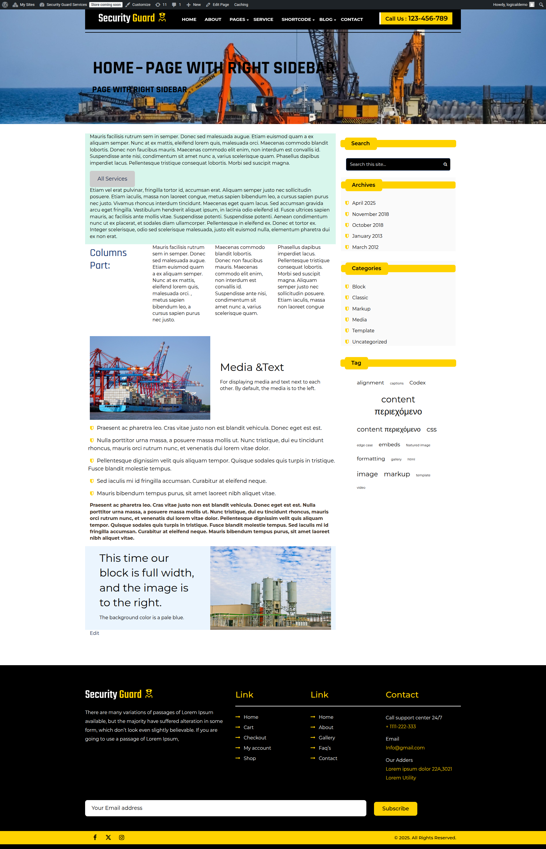 select Page With Right Sidebar template