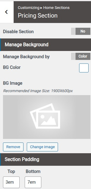 set Featured Page section